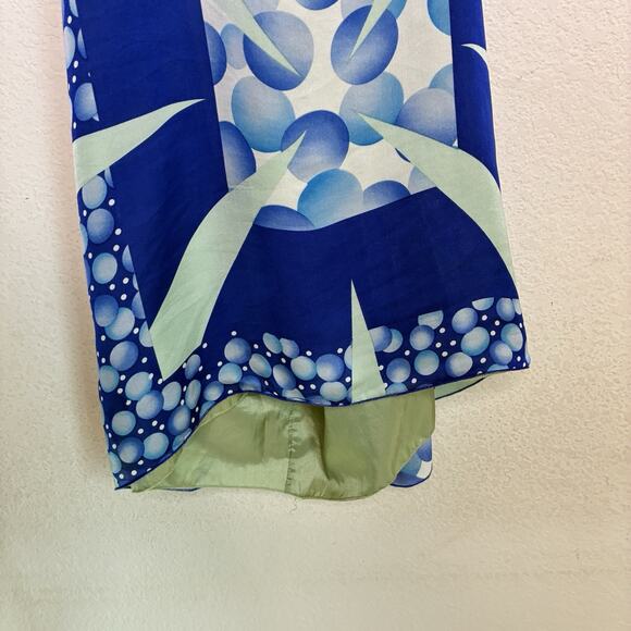 Anna Sui Silk Blue Handkerchief Geometric Kimono Sleeve Dress S - Picture 7 of 15